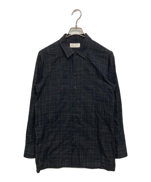 Saint Laurent Paris（サンローランパリ）Saint Laurent Paris (サンローランパリ) レーヨンチェックシャツ ブラック サイズ:SIZE 37の古着・服飾アイテム