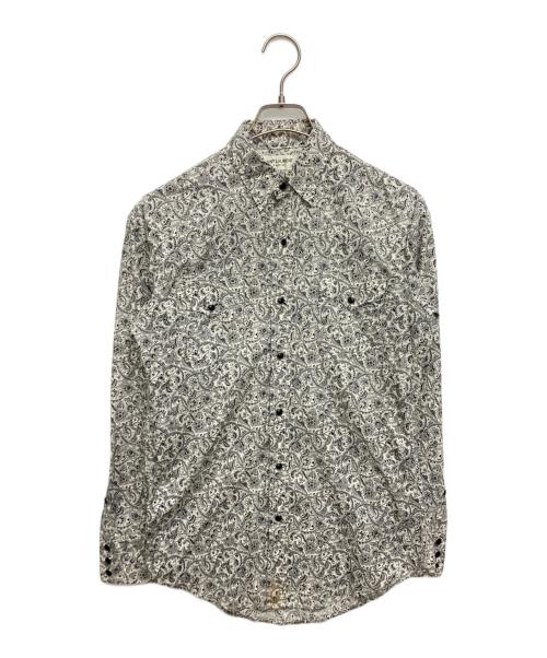 Saint Laurent Paris（サンローランパリ）Saint Laurent Paris (サンローランパリ) ペイズリー柄ウエスタンシャツ ホワイト×ブラック サイズ:SIZE XSの古着・服飾アイテム