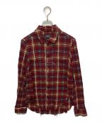 GARCONS INFIDELESギャルソン インフィデレス）の古着「ダメージ加工チェックシャツ」｜レッド