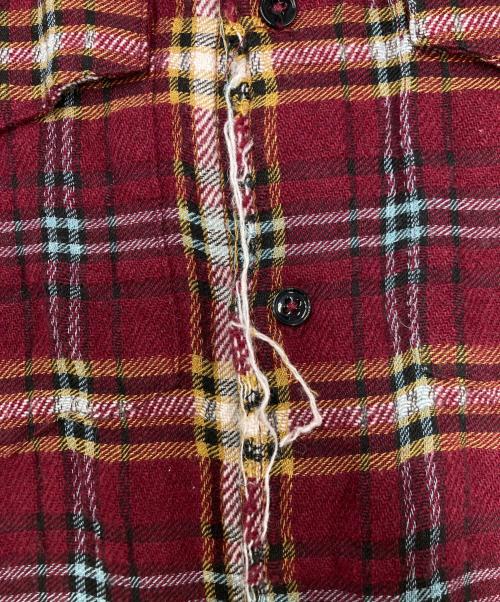 GARCONS INFIDELES（ギャルソン インフィデレス）GARCONS INFIDELES (ギャルソン インフィデレス) ダメージ加工チェックシャツ レッド サイズ:SIZE Sの古着・服飾アイテム