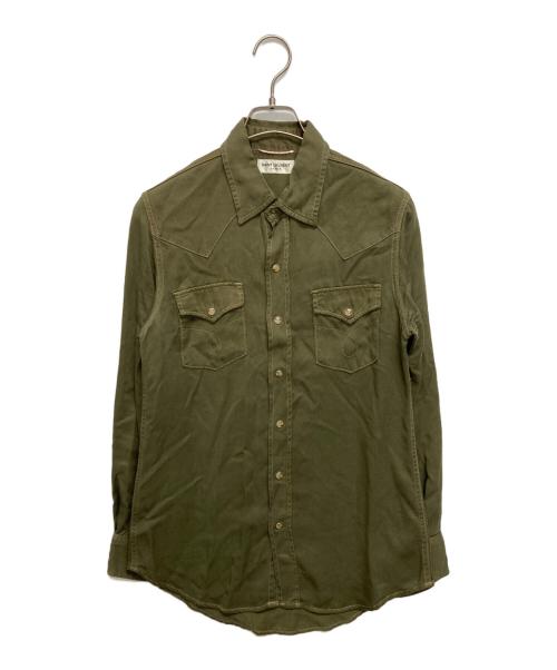 Saint Laurent Paris（サンローランパリ）Saint Laurent Paris (サンローランパリ) スタッズ装飾ウエスタンシャツ カーキ サイズ:SIZE XSの古着・服飾アイテム