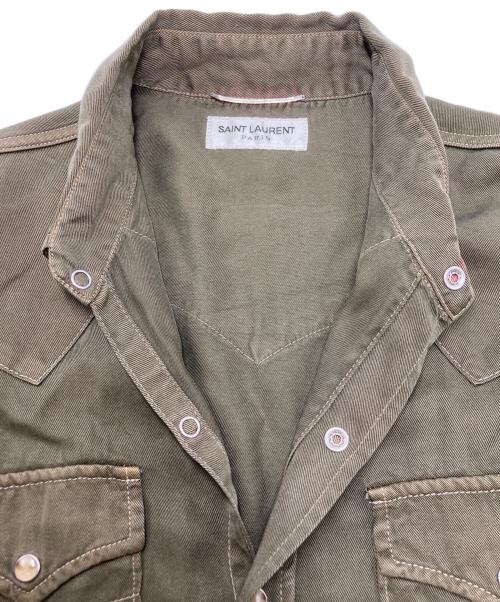 Saint Laurent Paris（サンローランパリ）Saint Laurent Paris (サンローランパリ) スタッズ装飾ウエスタンシャツ カーキ サイズ:SIZE XSの古着・服飾アイテム