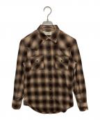 Saint Laurent Parisサンローランパリ）の古着「カシミヤ混 ウールオンブレチェック ウエスタンシャツ」｜ブラウン×ベージュ