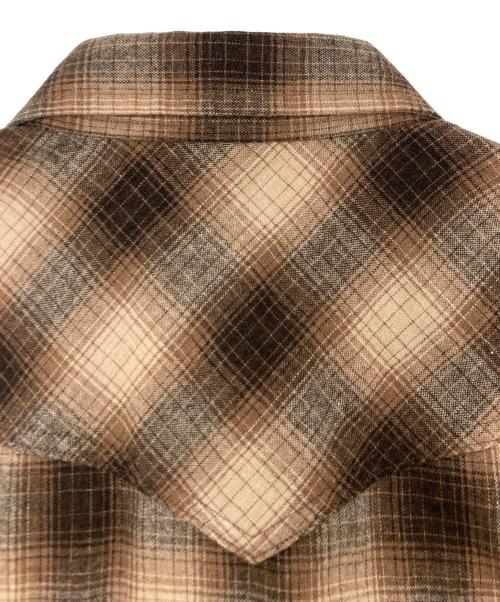 Saint Laurent Paris（サンローランパリ）Saint Laurent Paris (サンローランパリ) カシミヤ混 ウールオンブレチェック ウエスタンシャツ ブラウン×ベージュ サイズ:SIZE Sの古着・服飾アイテム