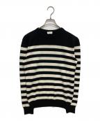 Saint Laurent Parisサンローランパリ）の古着「カシミヤボーダーニット」｜ブラック×ベージュ