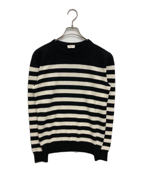 Saint Laurent Paris（サンローランパリ）Saint Laurent Paris (サンローランパリ) カシミヤボーダーニット ブラック×ベージュ サイズ:SIZE XSの古着・服飾アイテム