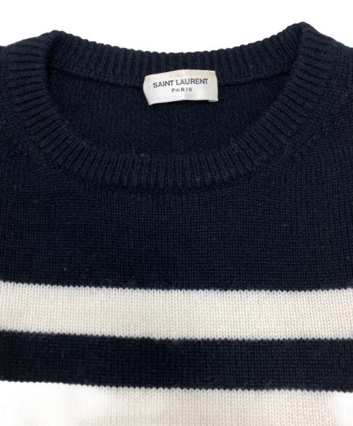 Saint Laurent Paris（サンローランパリ）Saint Laurent Paris (サンローランパリ) カシミヤボーダーニット ブラック×ベージュ サイズ:SIZE XSの古着・服飾アイテム