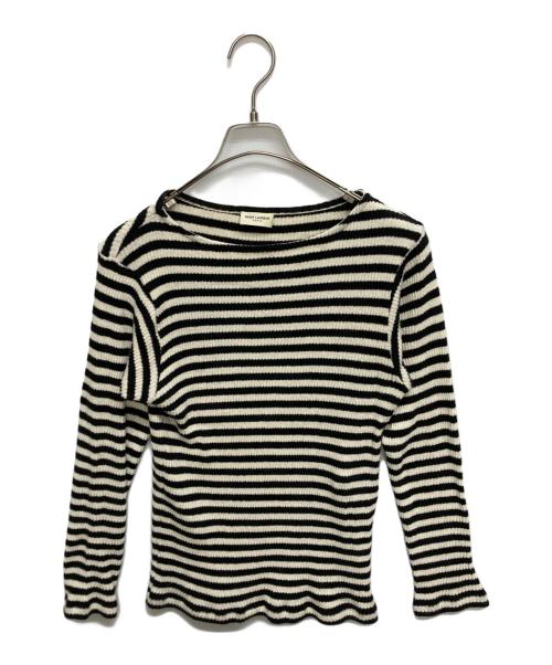 Saint Laurent Paris（サンローランパリ）Saint Laurent Paris (サンローランパリ) ボーダーニット ブラック×ベージュ サイズ:SIZE XSの古着・服飾アイテム