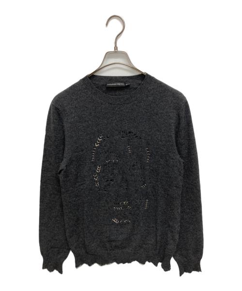 ALEXANDER McQUEEN（アレキサンダーマックイーン）ALEXANDER McQUEEN (アレキサンダーマックイーン) デストロイ装飾カシミヤニット グレー サイズ:SIZE XSの古着・服飾アイテム