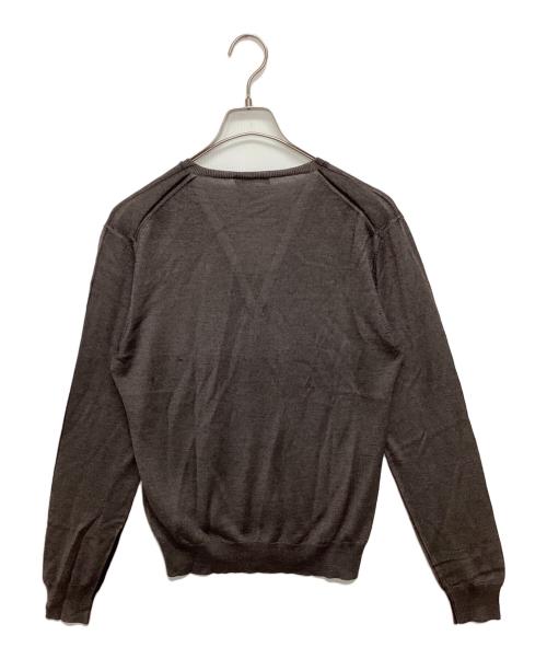 PRADA（プラダ）PRADA (プラダ) シルクブレンドウールVネックニット ブラウン サイズ:SIZE 46の古着・服飾アイテム