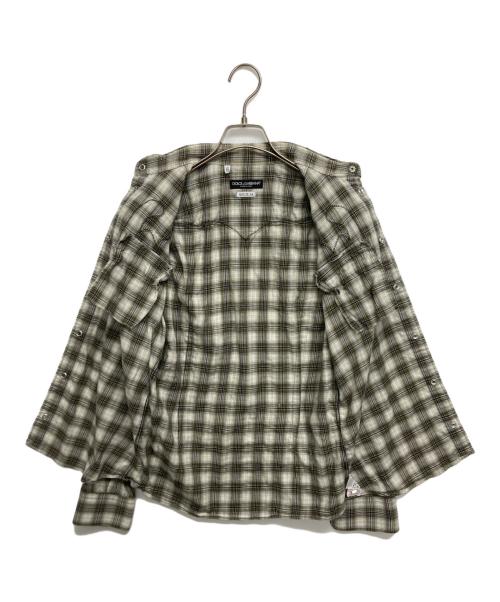 DOLCE & GABBANA（ドルチェ＆ガッバーナ）DOLCE & GABBANA (ドルチェ＆ガッバーナ) ステッチウエスタンシャツ カーキ×ベージュ サイズ:SIZE 38の古着・服飾アイテム
