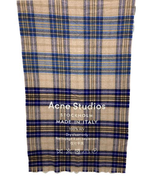 Acne studios（アクネ ストゥディオス）ACNE STUDIOS (アクネ ストゥディオス) チェックウールストール ブラウンの古着・服飾アイテム