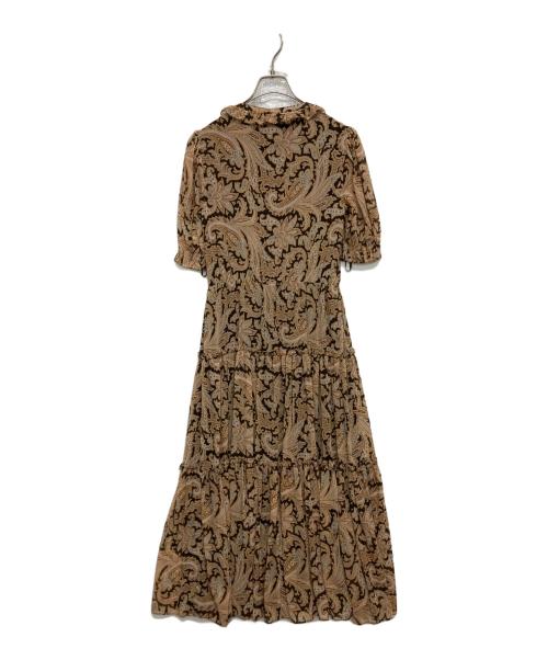 LAUREN RALPH LAUREN（ローレンラルフローレン）LAUREN RALPH LAUREN (ローレンラルフローレン) ペイズリー柄ティアードワンピース ブラウン サイズ:SIZE 2の古着・服飾アイテム
