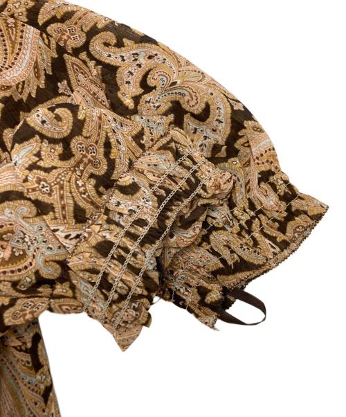 LAUREN RALPH LAUREN（ローレンラルフローレン）LAUREN RALPH LAUREN (ローレンラルフローレン) ペイズリー柄ティアードワンピース ブラウン サイズ:SIZE 2の古着・服飾アイテム