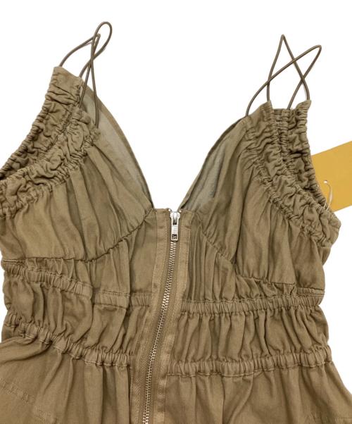 pinue（ピヌエ）PINUE (ピヌエ) シャーリングキャミワンピース ブラウン サイズ:SIZE Sの古着・服飾アイテム