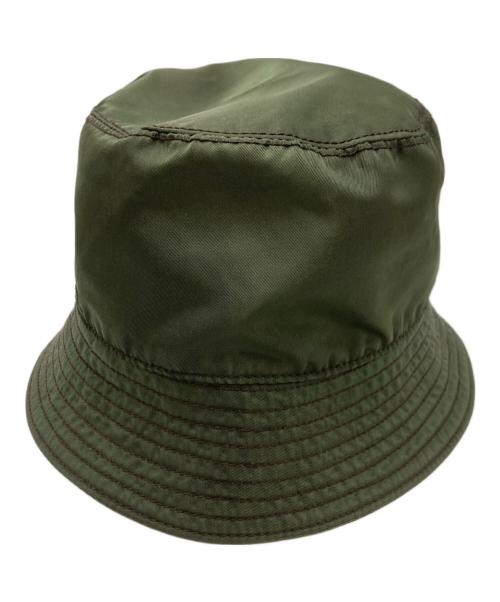 PRADA（プラダ）PRADA (プラダ) 刺繍ナイロンバケットハット カーキ サイズ:Ｍの古着・服飾アイテム