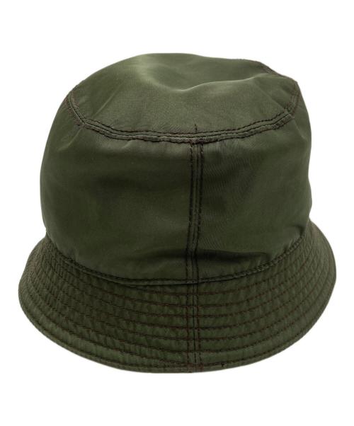 PRADA（プラダ）PRADA (プラダ) 刺繍ナイロンバケットハット カーキ サイズ:Ｍの古着・服飾アイテム