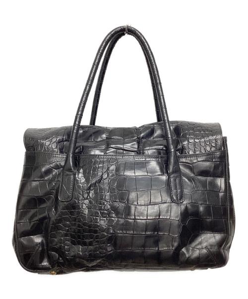 FURLA（フルラ）FURLA (フルラ) 型押しハンドバッグ ブラックの古着・服飾アイテム