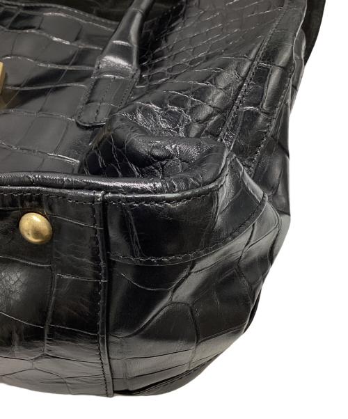 FURLA（フルラ）FURLA (フルラ) 型押しハンドバッグ ブラックの古着・服飾アイテム