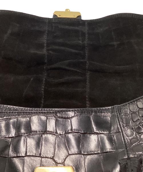 FURLA（フルラ）FURLA (フルラ) 型押しハンドバッグ ブラックの古着・服飾アイテム