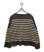 OUTILウティ）の古着「ボーダーカットソー」｜グレー×ホワイト