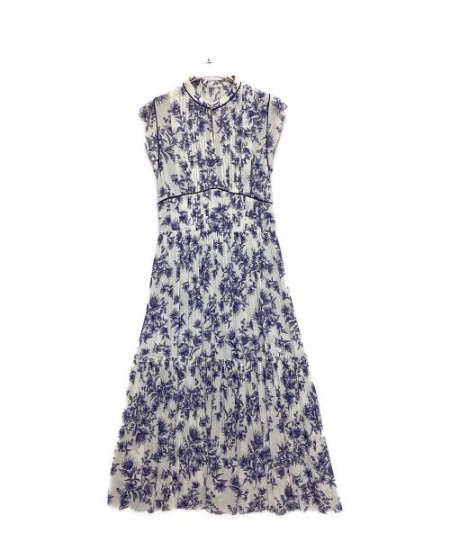 Snidel（スナイデル）Snidel (スナイデル) プリーツプリントワンピース ホワイト×ネイビー サイズ:SIZE 2の古着・服飾アイテム
