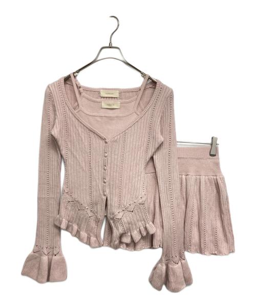 ANDMARY（アンドマリー）ANDMARY (アンドマリー) Heart crochet set up ピンク サイズ:SIZE FREEの古着・服飾アイテム