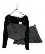ANDMARYアンドマリー）の古着「Dany ribbon knit set up」｜ブラック×グレー