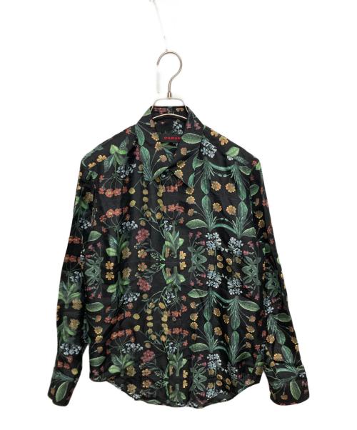 CABAN（キャバン）CABAN (キャバン) シルク パレルモフラワープリントレギュラーシャツ ブラック×グリーン サイズ:SIZE Sの古着・服飾アイテム