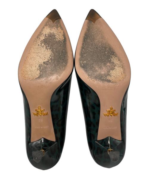 PRADA（プラダ）PRADA (プラダ) レオパードパテントパンプス グリーン サイズ:SIZE 36の古着・服飾アイテム