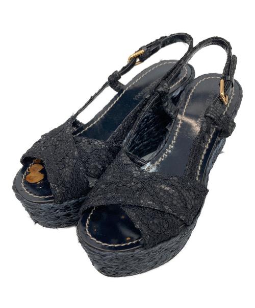 DOLCE & GABBANA（ドルチェ＆ガッバーナ）DOLCE & GABBANA (ドルチェ＆ガッバーナ) ウェッジソールサンダル ブラック サイズ:36の古着・服飾アイテム