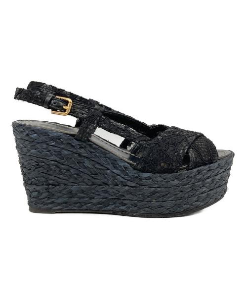 DOLCE & GABBANA（ドルチェ＆ガッバーナ）DOLCE & GABBANA (ドルチェ＆ガッバーナ) ウェッジソールサンダル ブラック サイズ:36の古着・服飾アイテム