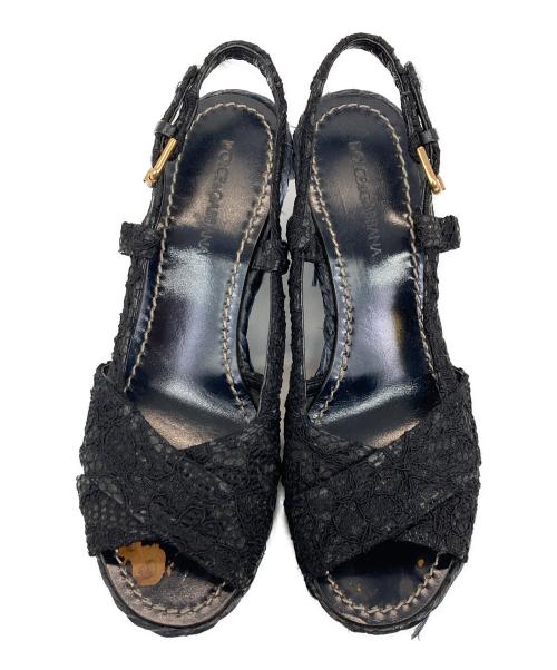 DOLCE & GABBANA（ドルチェ＆ガッバーナ）DOLCE & GABBANA (ドルチェ＆ガッバーナ) ウェッジソールサンダル ブラック サイズ:36の古着・服飾アイテム