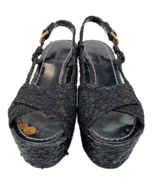 DOLCE & GABBANA（ドルチェ＆ガッバーナ）DOLCE & GABBANA (ドルチェ＆ガッバーナ) ウェッジソールサンダル ブラック サイズ:36の古着・服飾アイテム