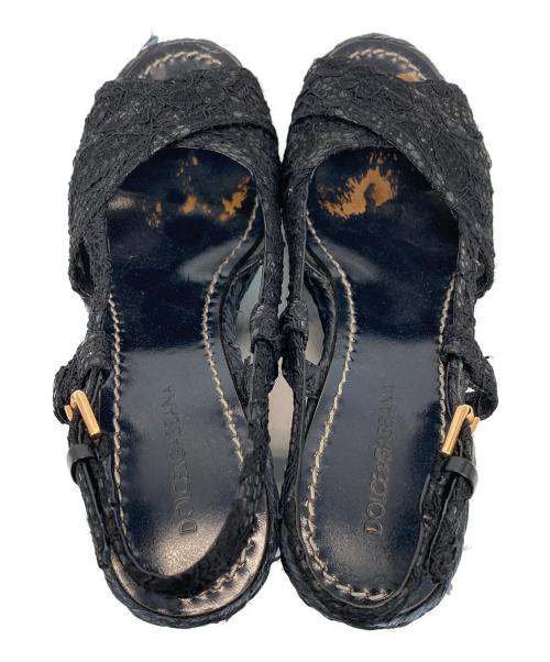 DOLCE & GABBANA（ドルチェ＆ガッバーナ）DOLCE & GABBANA (ドルチェ＆ガッバーナ) ウェッジソールサンダル ブラック サイズ:36の古着・服飾アイテム