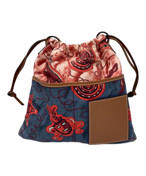 LOEWE（ロエベ）LOEWE (ロエベ) パウラスイビザ エスニック ポーチ ショルダーポーチ ネイビー×レッドの古着・服飾アイテム