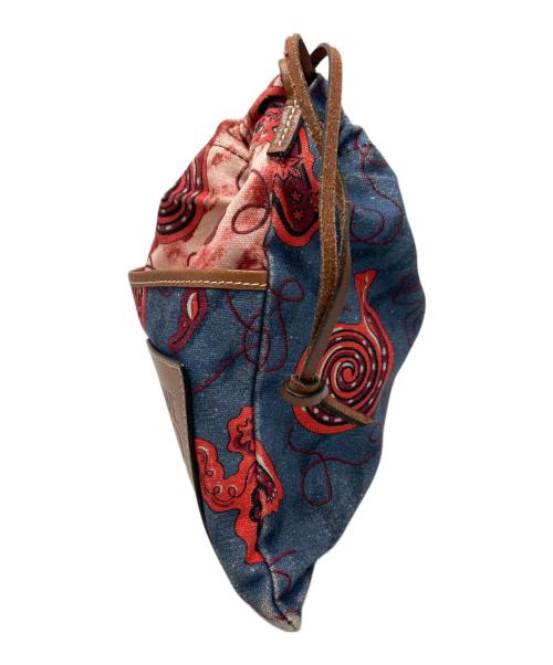 LOEWE（ロエベ）LOEWE (ロエベ) パウラスイビザ エスニック ポーチ ショルダーポーチ ネイビー×レッドの古着・服飾アイテム