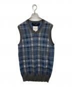 COMME des GARCONS HOMMEコムデギャルソン オム）の古着「チェックニットベスト」｜ネイビー×グレー