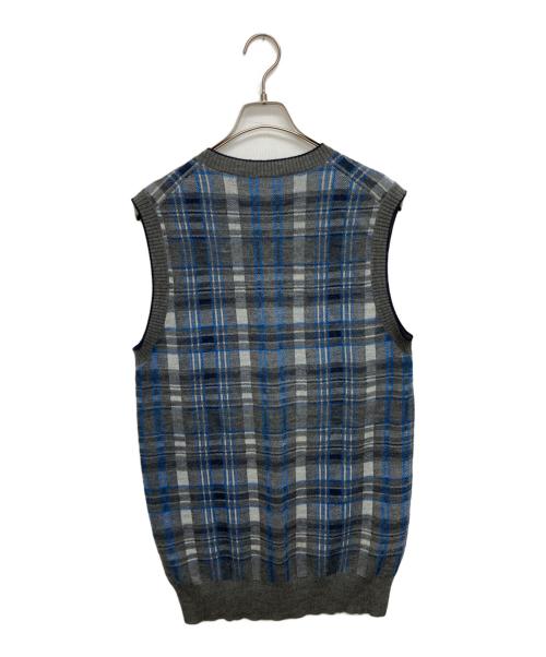 COMME des GARCONS HOMME（コムデギャルソン オム）COMME des GARCONS HOMME (コムデギャルソン オム) チェックニットベスト ネイビー×グレー サイズ:SIZE Lの古着・服飾アイテム