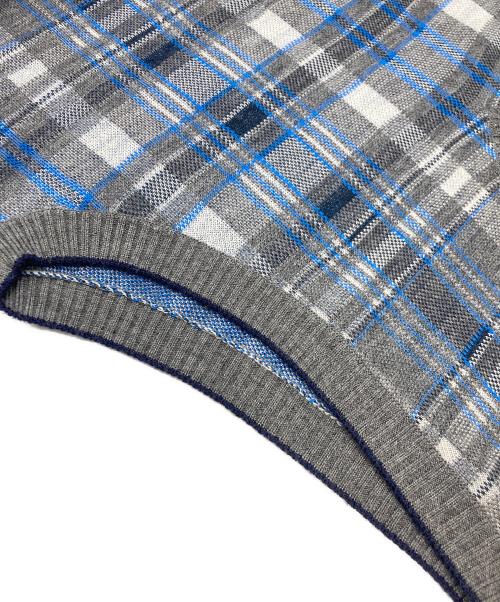 COMME des GARCONS HOMME（コムデギャルソン オム）COMME des GARCONS HOMME (コムデギャルソン オム) チェックニットベスト ネイビー×グレー サイズ:SIZE Lの古着・服飾アイテム