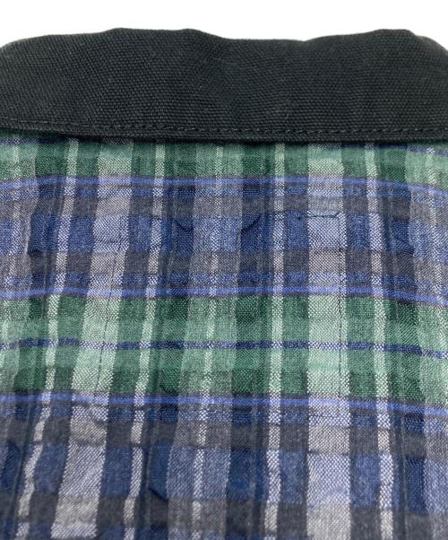 sacai（サカイ）sacai (サカイ) エンボス加工チェック柄半袖シャツ ネイビー×グリーン サイズ:SIZE 2の古着・服飾アイテム