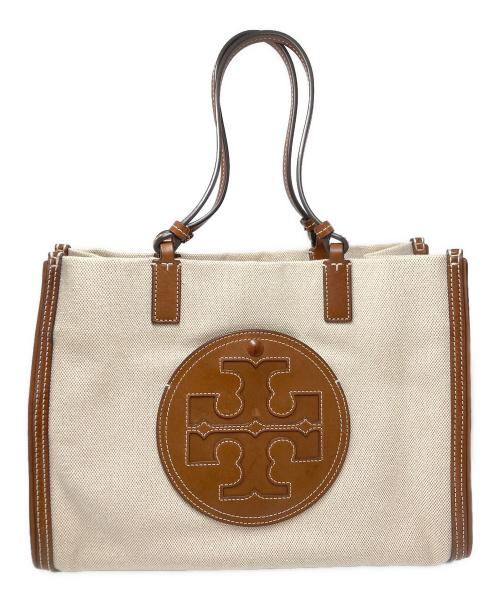 TORY BURCH（トリーバーチ）TORY BURCH (トリーバーチ) SMALL ELLA CANVAS TOTE アイボリー×ブラウン サイズ:実寸サイズをご参照下さい。の古着・服飾アイテム