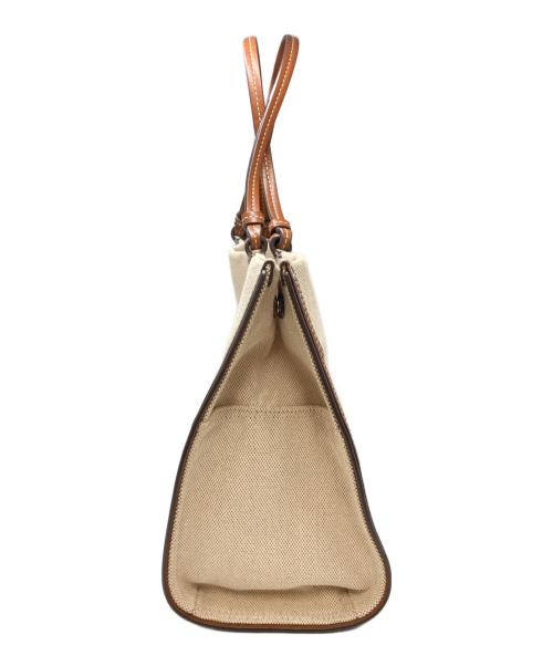 TORY BURCH（トリーバーチ）TORY BURCH (トリーバーチ) SMALL ELLA CANVAS TOTE アイボリー×ブラウン サイズ:実寸サイズをご参照下さい。の古着・服飾アイテム