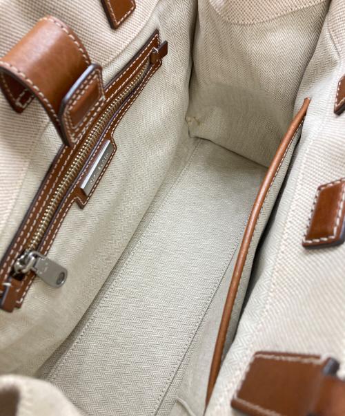 TORY BURCH（トリーバーチ）TORY BURCH (トリーバーチ) SMALL ELLA CANVAS TOTE アイボリー×ブラウン サイズ:実寸サイズをご参照下さい。の古着・服飾アイテム