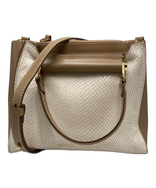 IACUCCI（イアクッチ）IACUCCI (イアクッチ) パイソン柄2WAYバッグ ブラウン×ベージュの古着・服飾アイテム