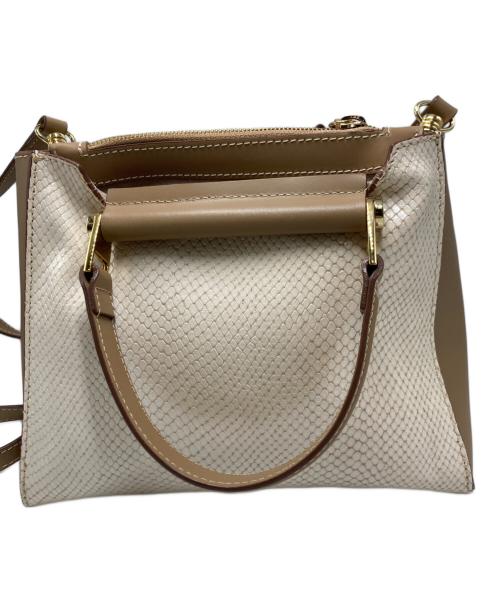 IACUCCI（イアクッチ）IACUCCI (イアクッチ) パイソン柄2WAYバッグ ブラウン×ベージュの古着・服飾アイテム