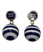 MIU MIUミュウミュウ）の古着「メタル&パールピアス」｜ネイビー×ホワイト