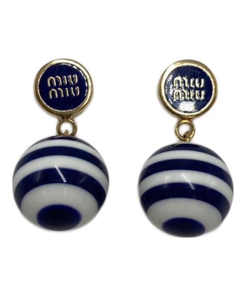 MIU MIU（ミュウミュウ）MIU MIU (ミュウミュウ) メタル&パールピアス ネイビー×ホワイト サイズ:不明の古着・服飾アイテム