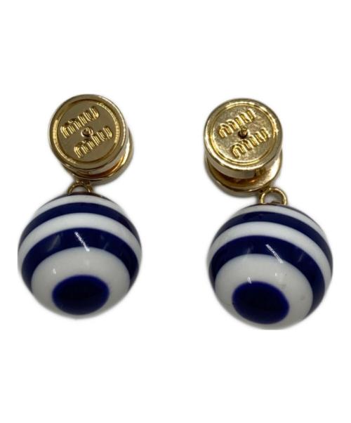 MIU MIU（ミュウミュウ）MIU MIU (ミュウミュウ) メタル&パールピアス ネイビー×ホワイト サイズ:不明の古着・服飾アイテム