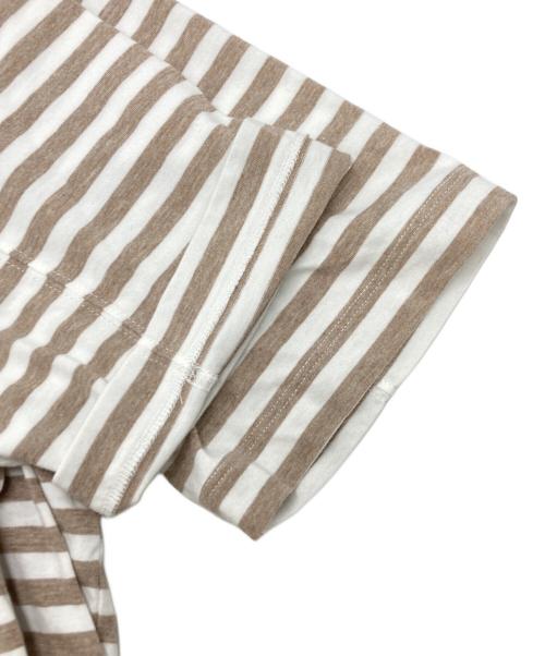 BRUNELLO CUCINELLI（ブルネロクチネリ）BRUNELLO CUCINELLI (ブルネロクチネリ) ボーダーTシャツ ベージュ×ホワイト サイズ:SIZE Mの古着・服飾アイテム